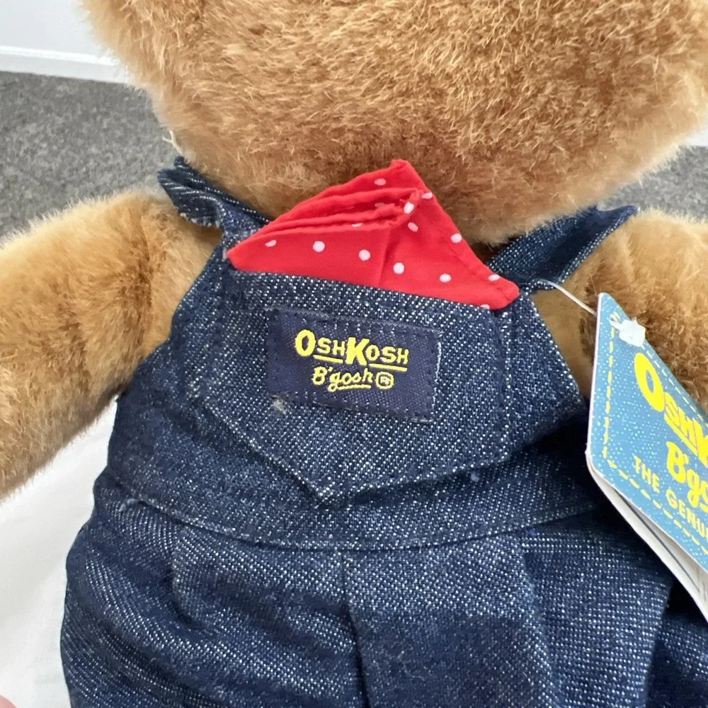 VTG OshKosh B' Gosh teddy bear plush toy overalls hat NOS NWT Eden Toys‎